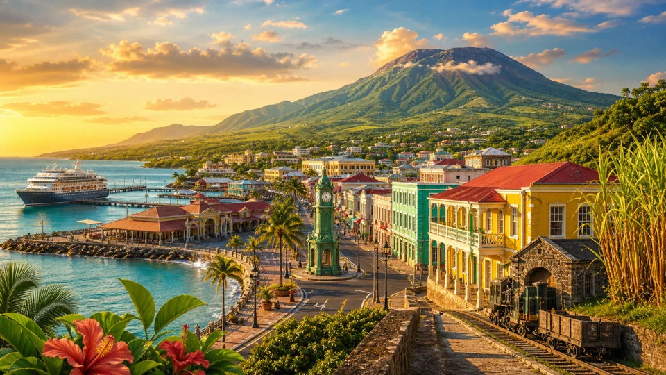 View across Basseterre, St Kitts in Caribbean